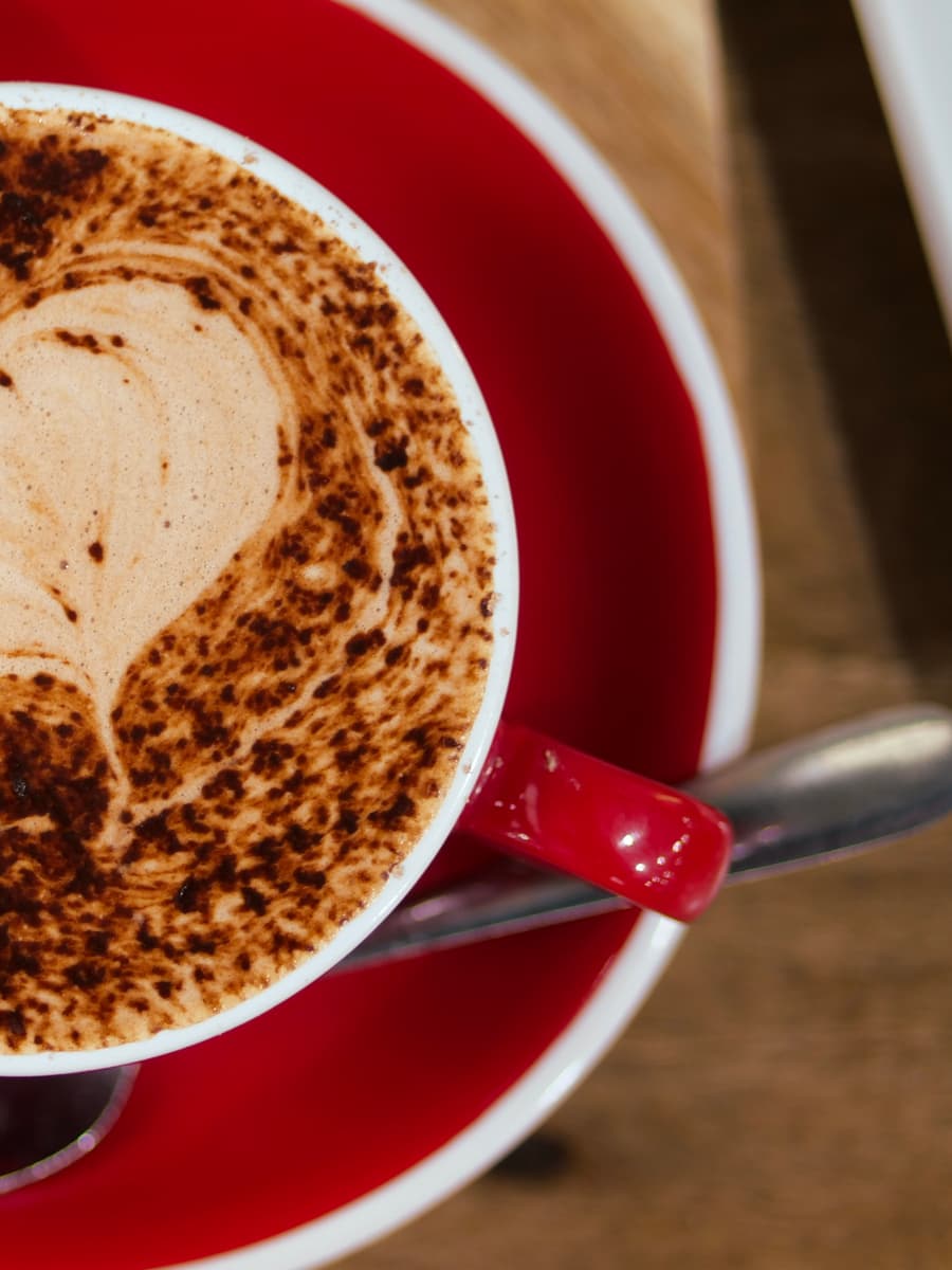 Cappuccino with a chocolate-dusted heart